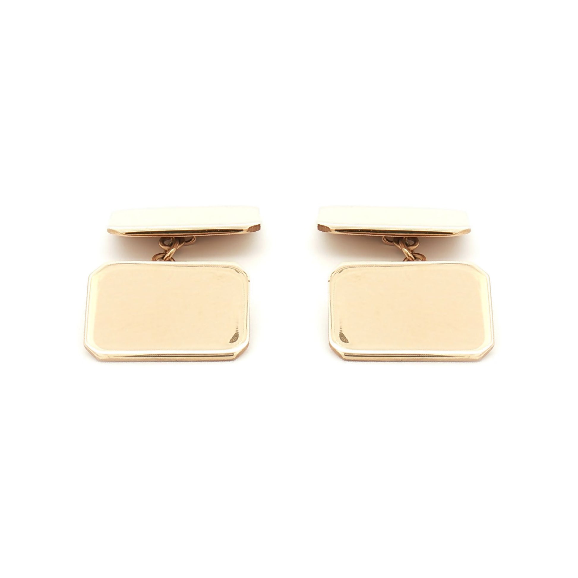 Mens 9ct Gold  Twin Rectangular Chain Linked Cufflinks - JCL028