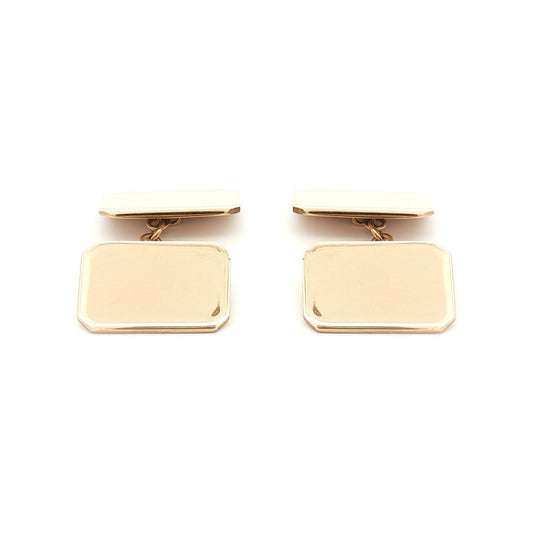 Mens 9ct Gold  Twin Rectangular Chain Linked Cufflinks - JCL028