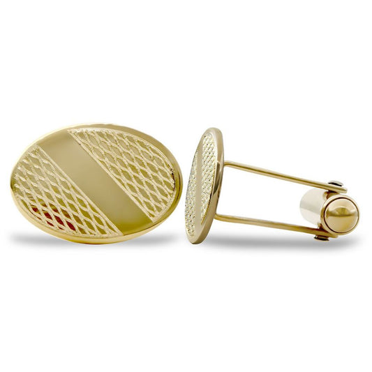 9ct Gold Oval Ogee Swivel Back Cufflinks, (ID Strip) - JCL029