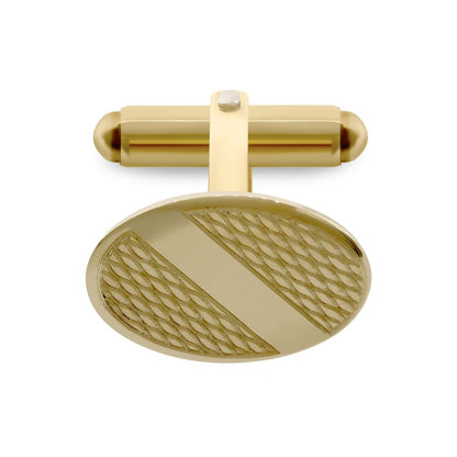 9ct Gold  Oval Ogee Swivel Back Cufflinks, (ID Strip) - JCL029
