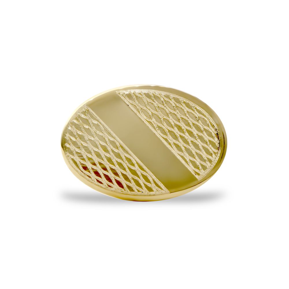 9ct Gold  Oval Ogee Swivel Back Cufflinks, (ID Strip) - JCL029