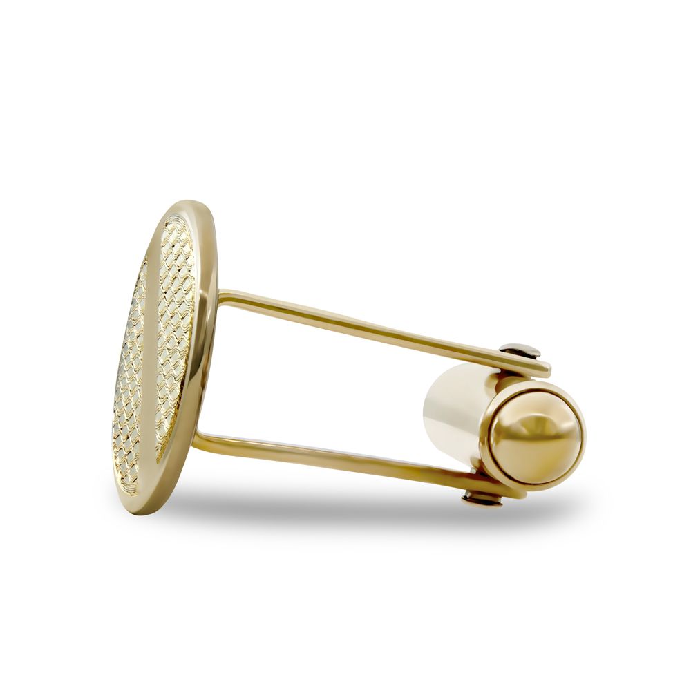 9ct Gold  Oval Ogee Swivel Back Cufflinks, (ID Strip) - JCL029