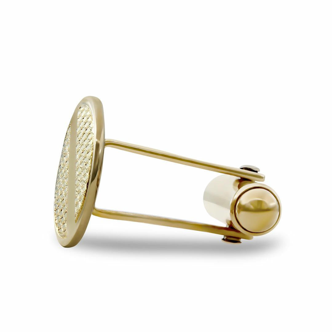 9ct Gold  Oval Ogee Swivel Back Cufflinks, (ID Strip) - JCL029