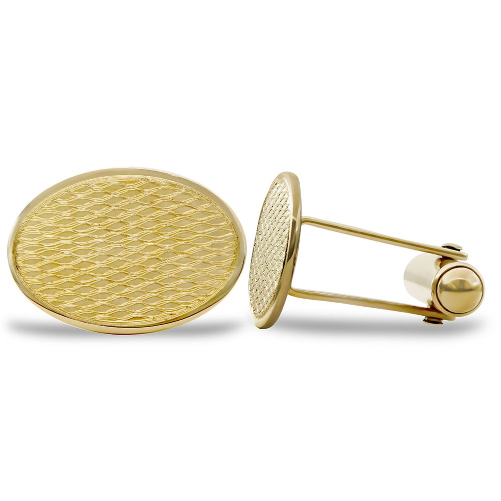9ct Gold  Oval Ogee Swivel Back Cufflinks - JCL030