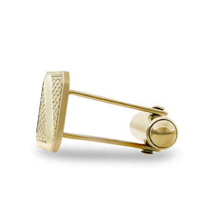 9ct Gold  Rectangular Ogee Swivel Back Cufflinks, (ID Strip) - JCL031