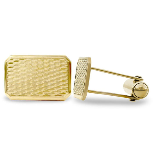9ct Gold Rectangular Ogee Swivel Back Cufflinks - JCL032