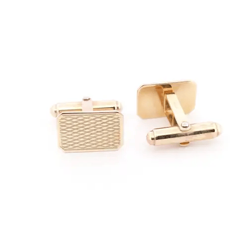 9ct Gold  Rectangular Ogee Swivel Back Cufflinks - JCL032
