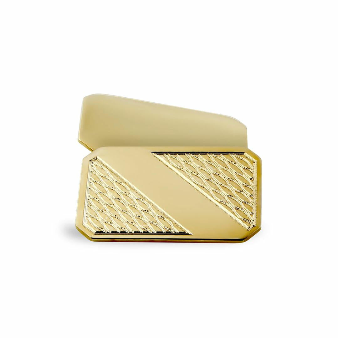 9ct Gold  Twin Rectangular Ogee Chain Linked Cufflinks, (ID Strip) - JCL035