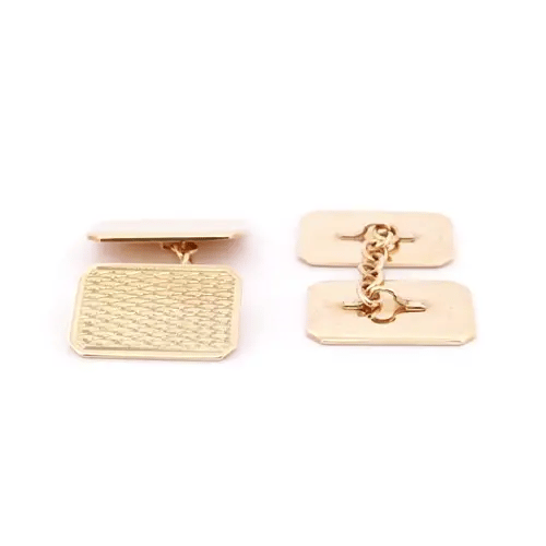 9ct Gold  Twin Rectangular Ogee Chain Linked Cufflinks - JCL036