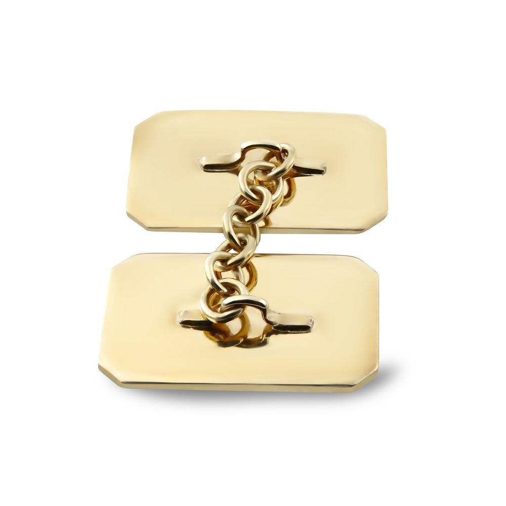 9ct Gold  Twin Rectangular Ogee Chain Linked Cufflinks - JCL036