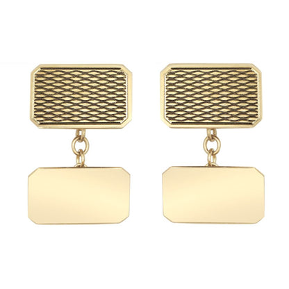 9ct Gold  Twin Rectangular Ogee Chain Linked Cufflinks - JCL036