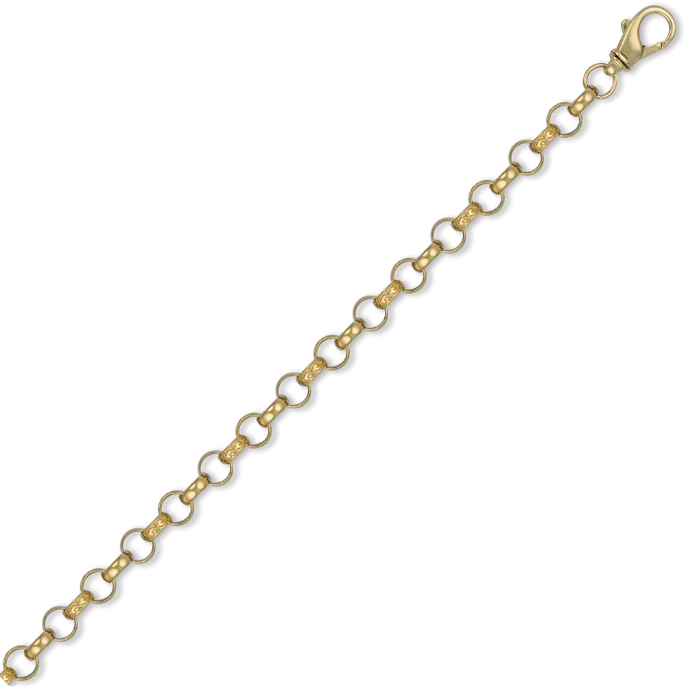 Mens 9ct Gold  Engraved Cast Belcher 7.8mm Chain Necklace - JCN001L