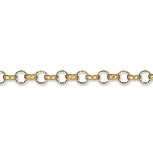 Mens 9ct Gold  Engraved Cast Belcher 7.8mm Chain Bracelet 9 inch - JCN001L