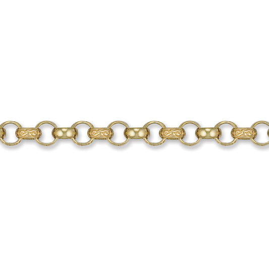 9ct Gold  Engraved Cast Belcher 8.5mm Chain Bracelet 8 inch - JCN001M