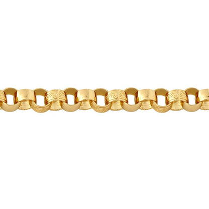 9ct Gold  Engraved Cast Belcher 11.5mm Chain Bracelet, 9 inch 23cm - JCN001N
