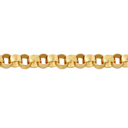 Gold-plated Silver  Engraved Cast Belcher 11.5mm Bracelet 9 inch - ACN002K-GP