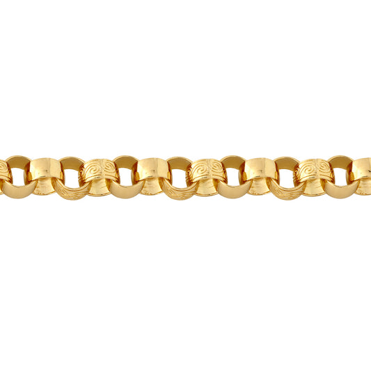9ct Gold  Engraved Cast Belcher 11.5mm Chain Necklace - JCN001N