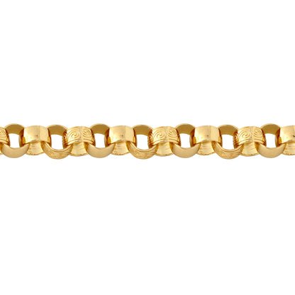9ct Gold  Engraved Cast Belcher 11.5mm Chain Bracelet, 9 inch 23cm - JCN001N