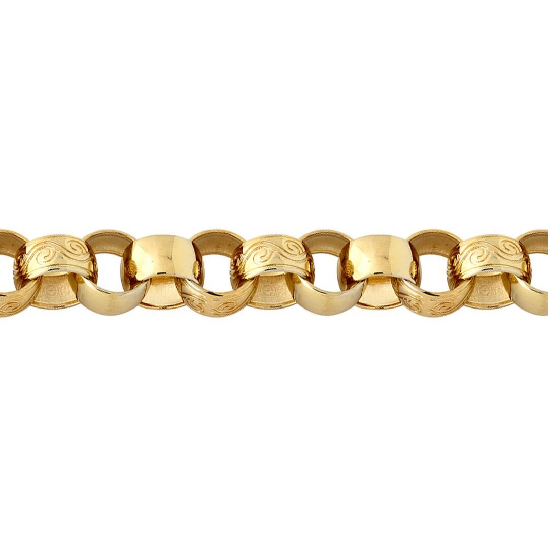 Gold-plated Silver  Engraved Cast Belcher 15mm Chain Necklace - ACN002L-GP