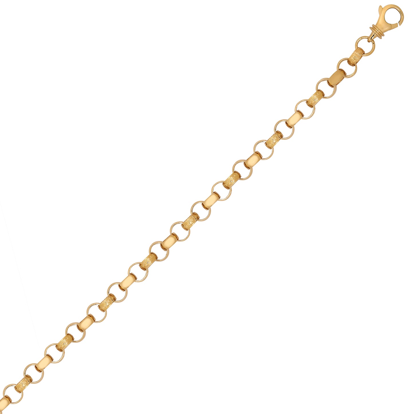 9ct Gold  CZ Engraved Cast Belcher 8mm Chain Bracelet 8.5inch 21cm - JCN001T