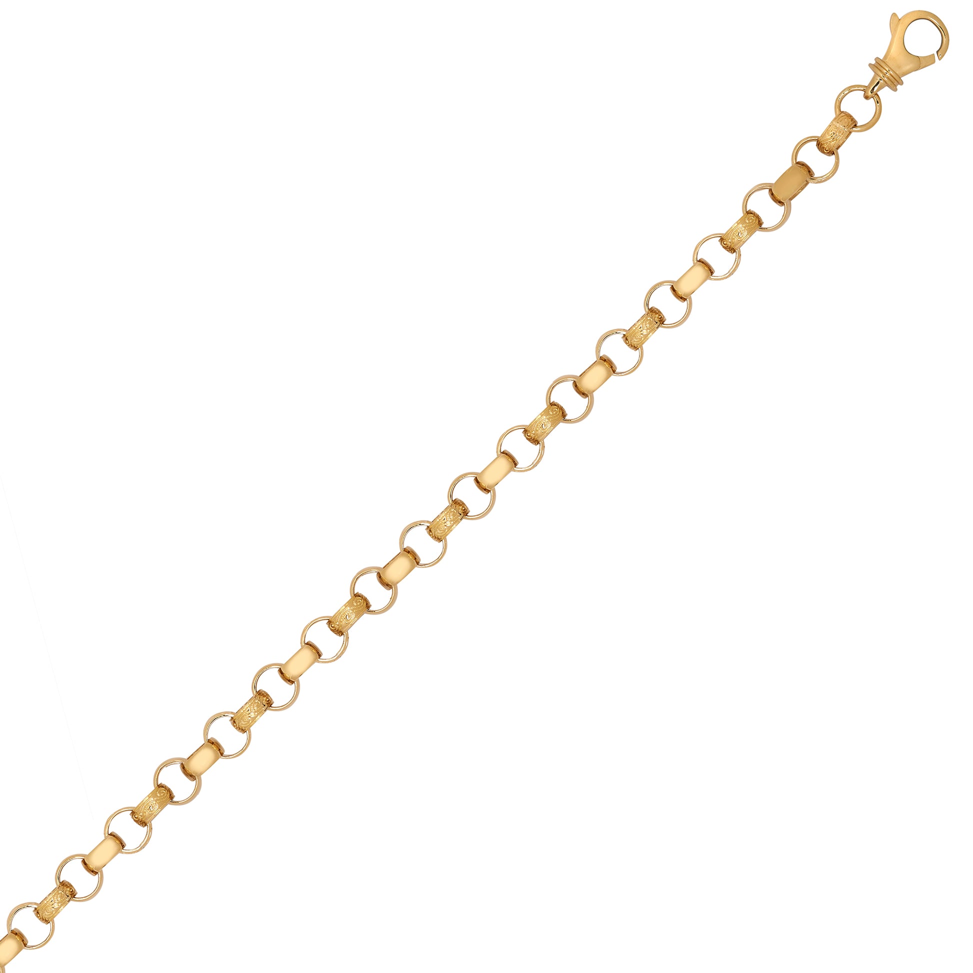 9ct Gold  CZ Engraved Cast Belcher 8mm Chain Necklace - JCN001T