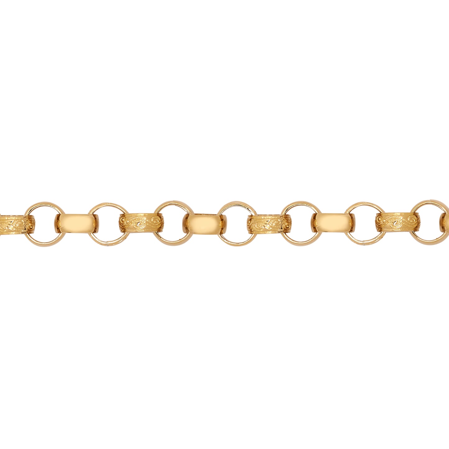 9ct Gold  CZ Engraved Cast Belcher 8mm Chain Bracelet 7.5inch 19cm - JCN001T
