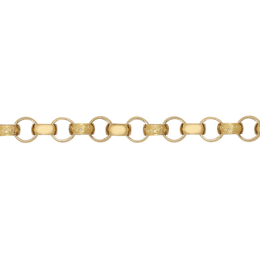 9ct Gold  Engraved Cast Belcher 8mm Chain Necklace - JCN001T