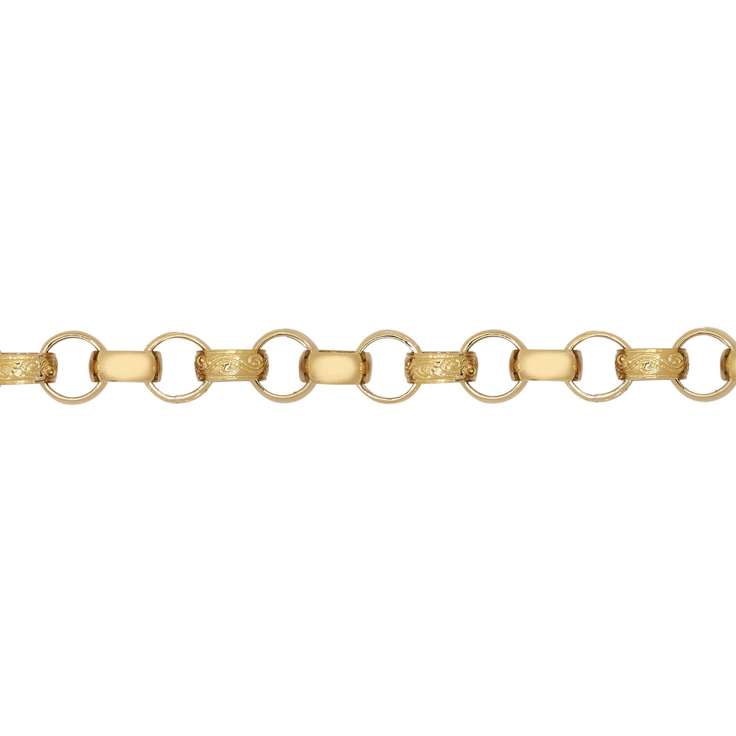 9ct Gold  Engraved Cast Belcher 8mm Chain Necklace - JCN001T