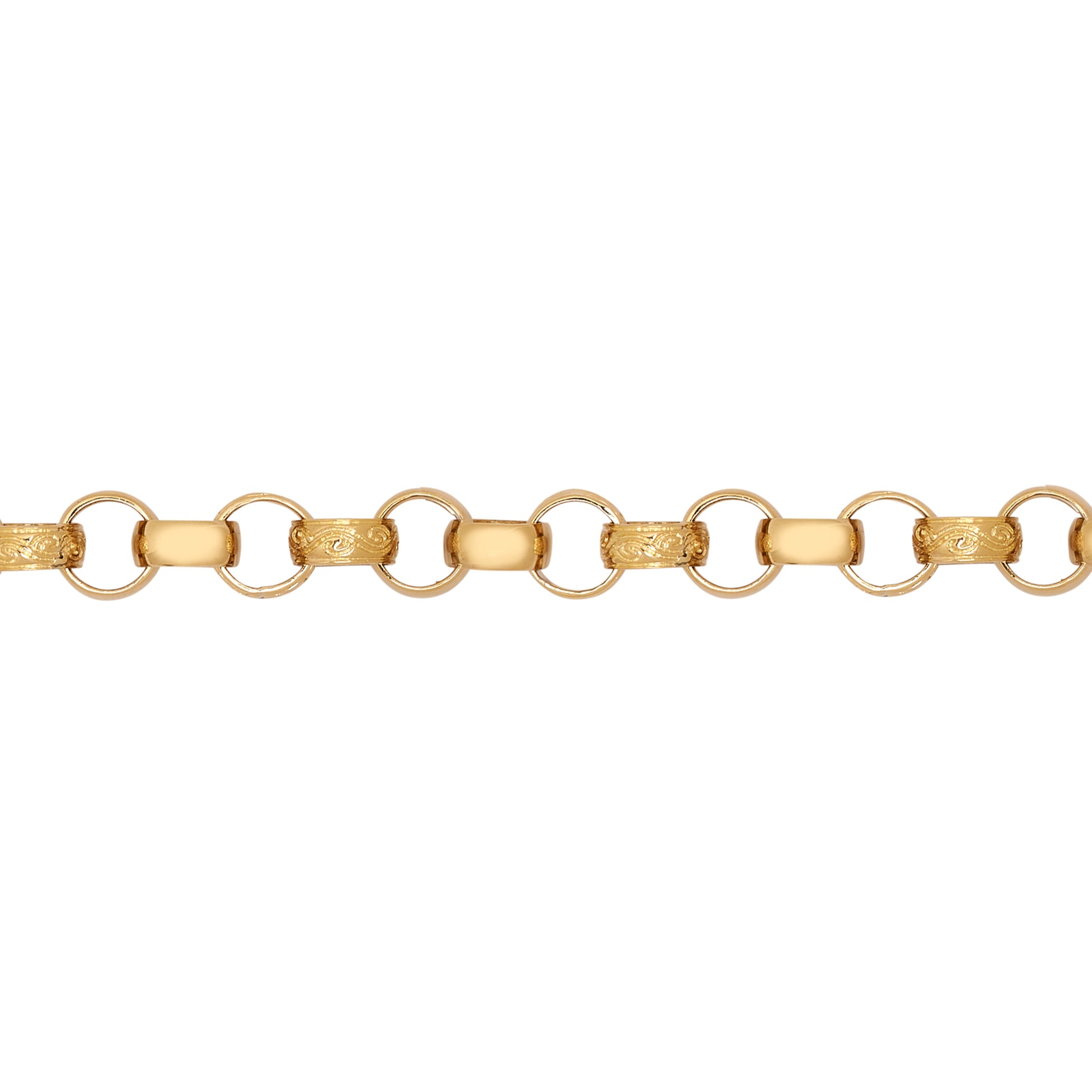 9ct Gold  CZ Engraved Cast Belcher 8mm Chain Bracelet 7.5inch 19cm - JCN001T