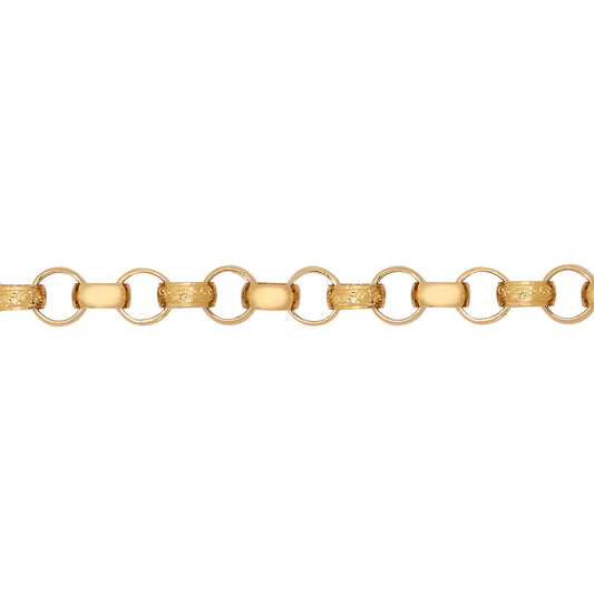 9ct Gold  CZ Engraved Cast Belcher 8mm Chain Bracelet 8.5inch 21cm - JCN001T