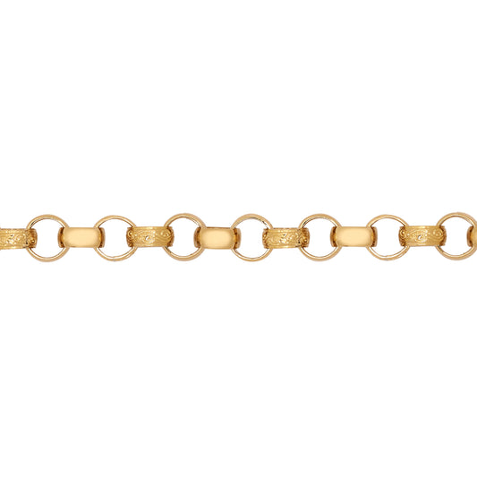 9ct Gold  CZ Engraved Cast Belcher 8mm Chain Bracelet 7.5inch 19cm - JCN001T