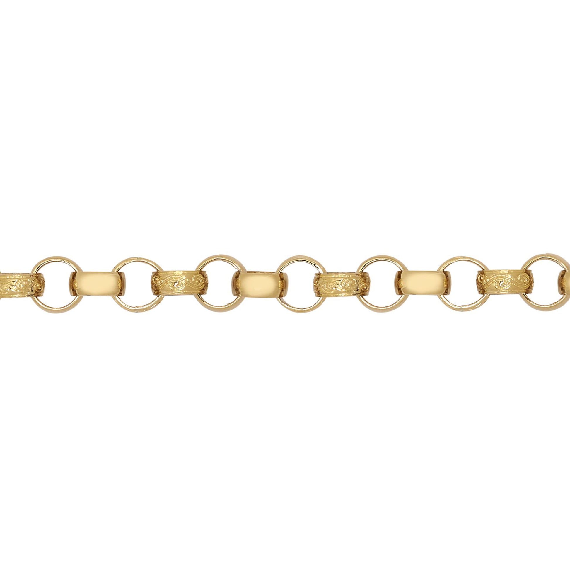 9ct Gold  Engraved Cast Belcher 8mm Chain Necklace - JCN001T