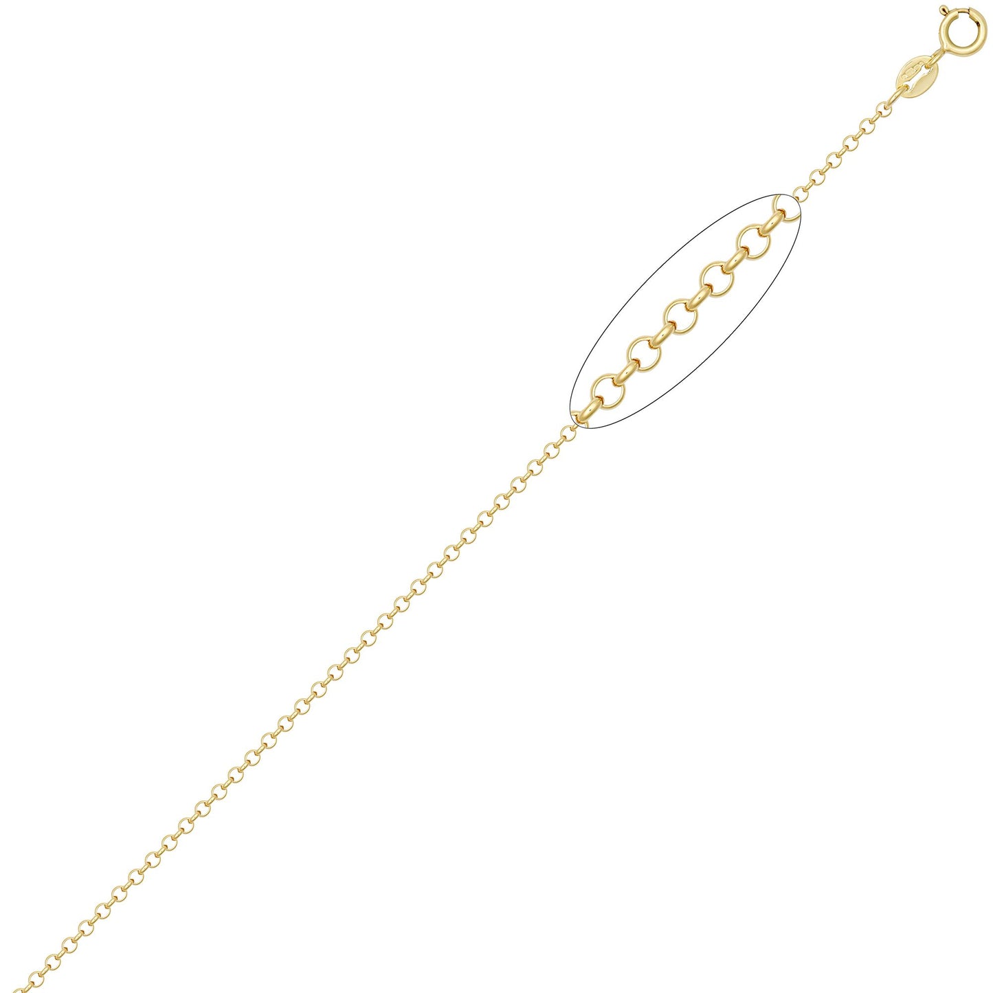 9ct Gold  D-Shape Micro Belcher 2mm Pendant Chain Necklace - JCN001W