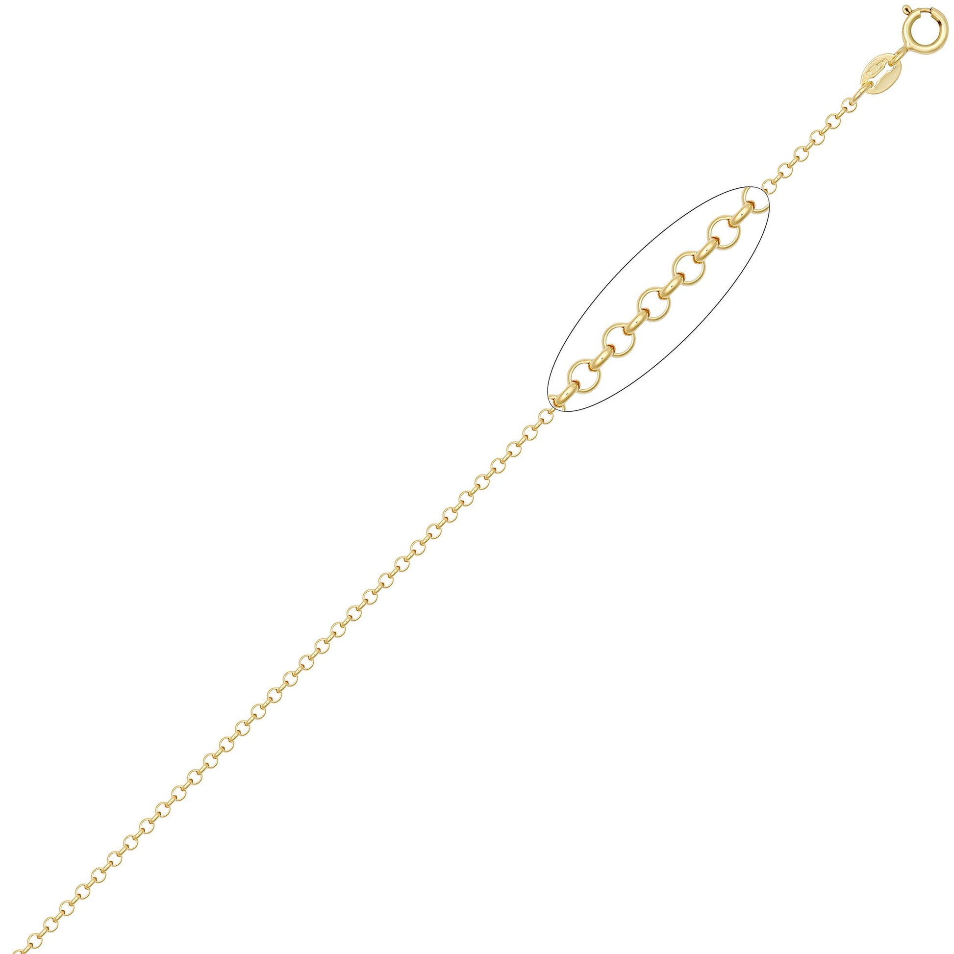 9ct Gold  D-Shape Micro Belcher 2mm Pendant Chain Necklace - JCN001W