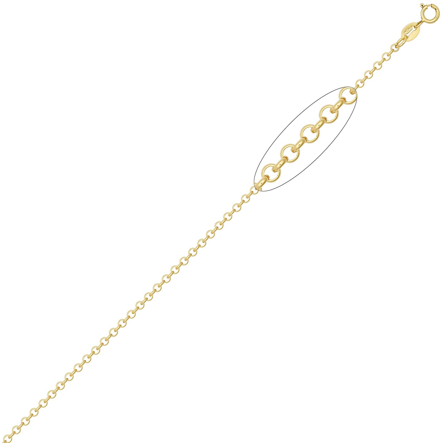 9ct Gold  D-Shape Micro Belcher 2.3mm Pendant Chain Necklace - JCN001X