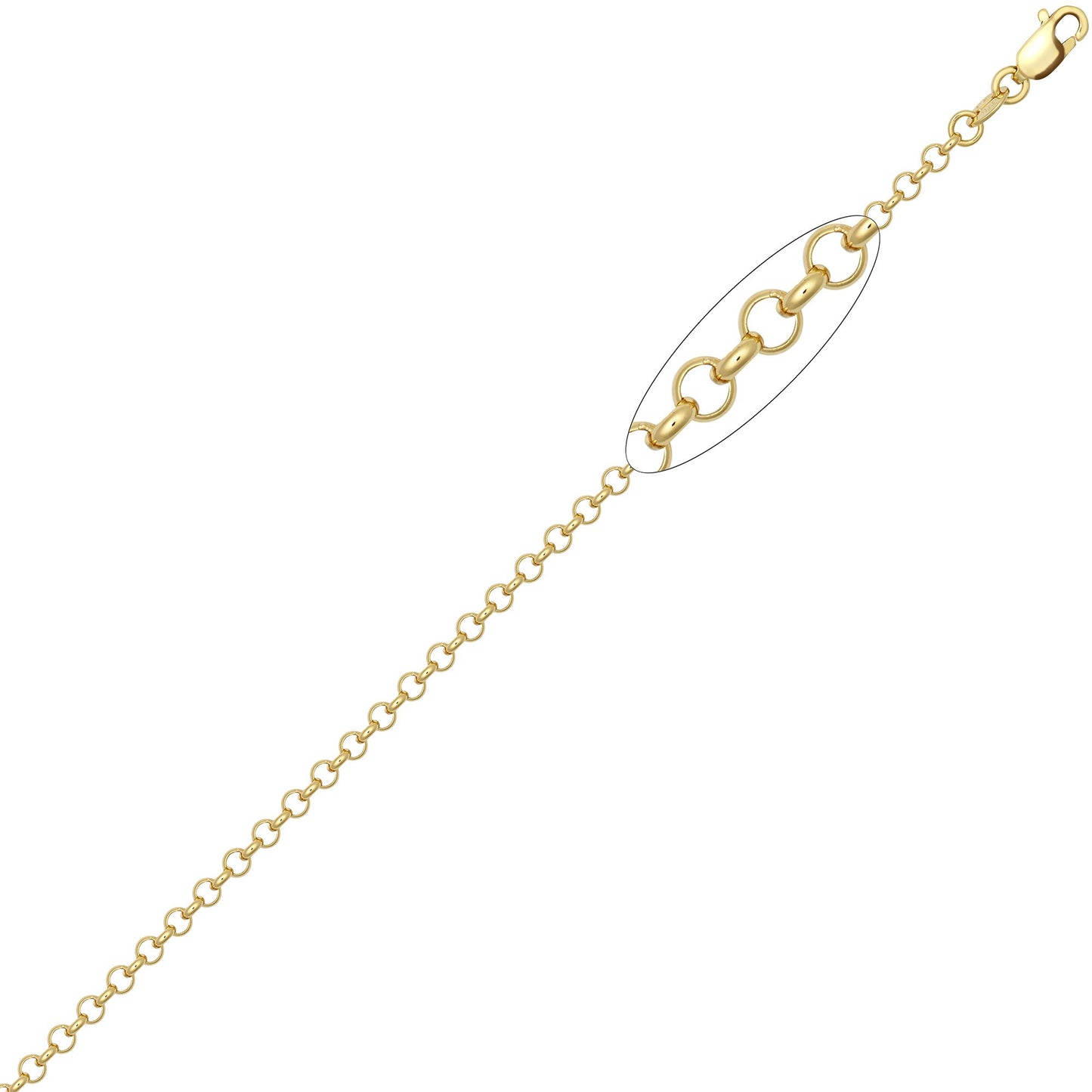 9ct Gold  D-Shape Micro Belcher 2.6mm Pendant Chain Necklace - JCN001Y
