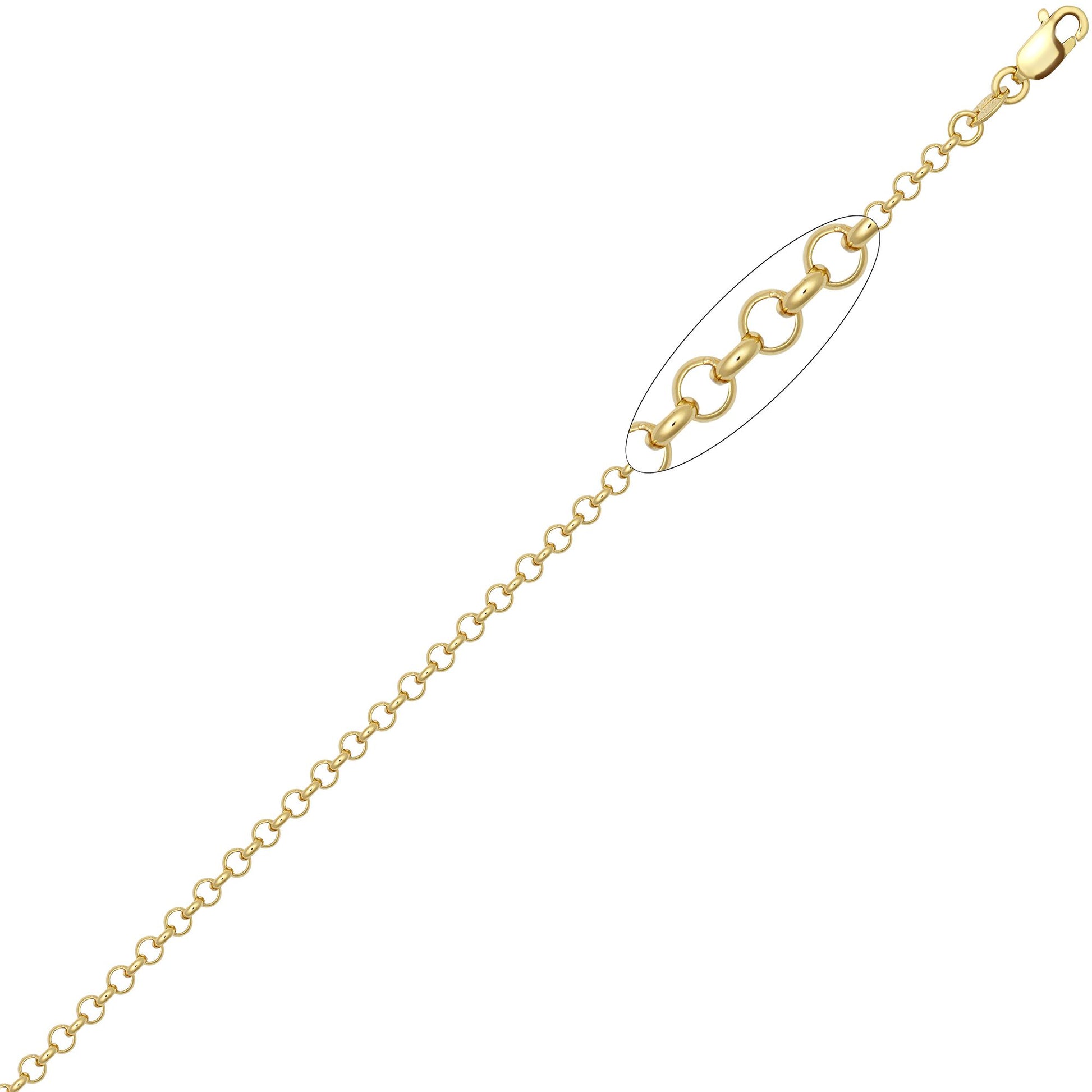9ct Gold  D-Shape Micro Belcher 2.6mm Pendant Chain Necklace - JCN001Y
