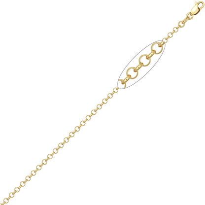 9ct Gold  D-Shape Micro Belcher 2.6mm Pendant Chain Necklace - JCN001Y