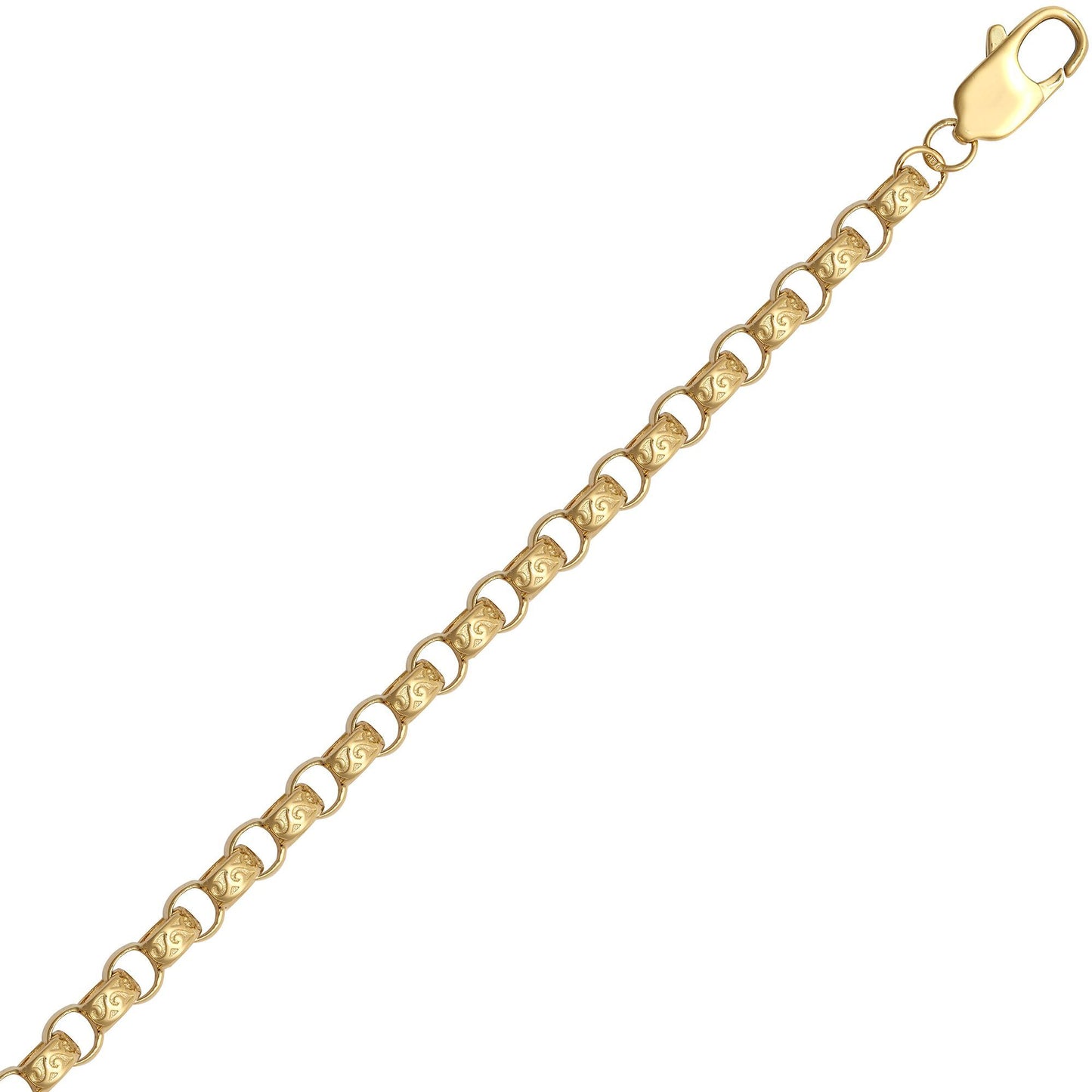 9ct Gold  D-Shape Micro Belcher 5mm Pendant Chain Bracelet 7.5" - JCN001Z