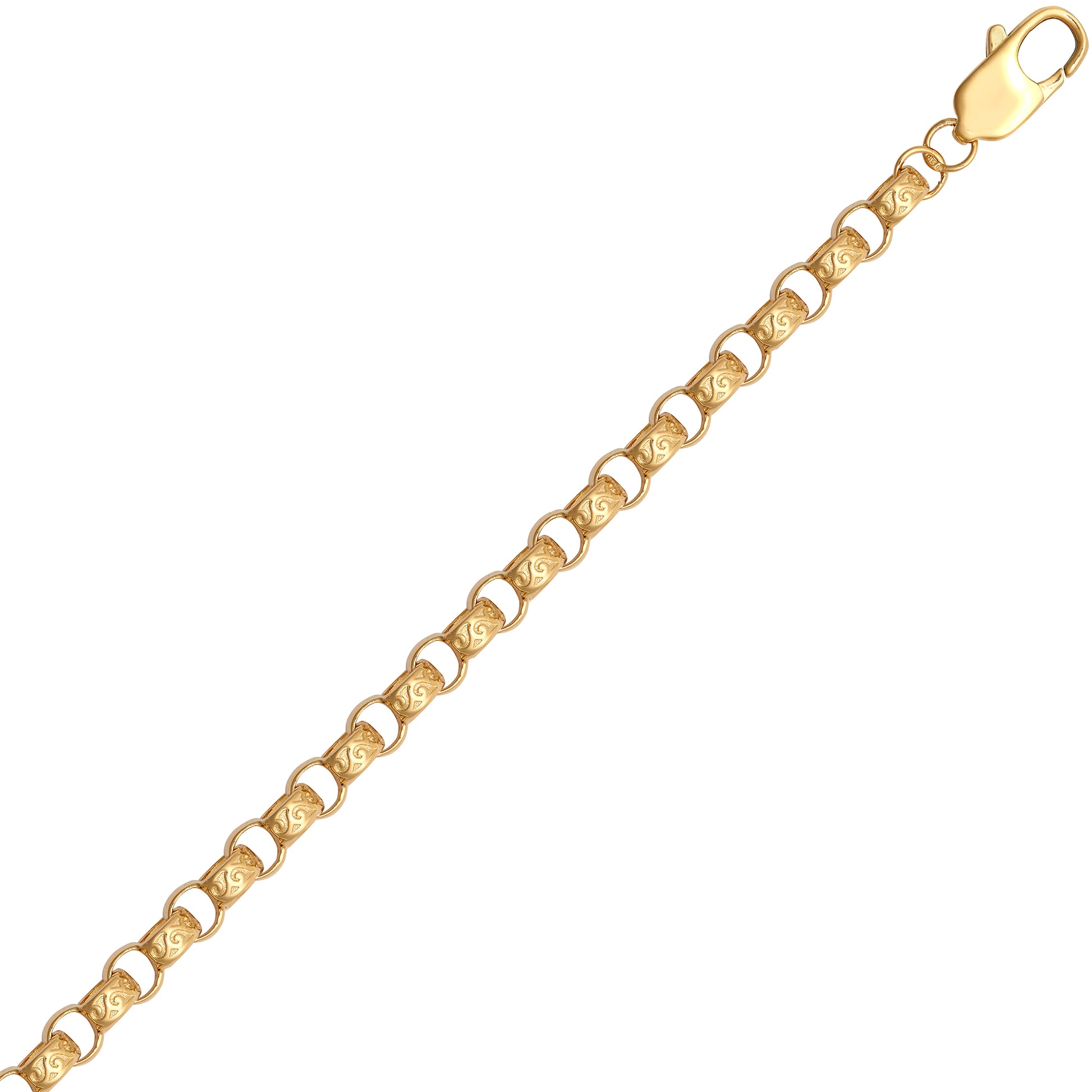 9ct Gold  D-Shape Micro Belcher 5mm Pendant Chain Bracelet 7.5" - JCN001Z