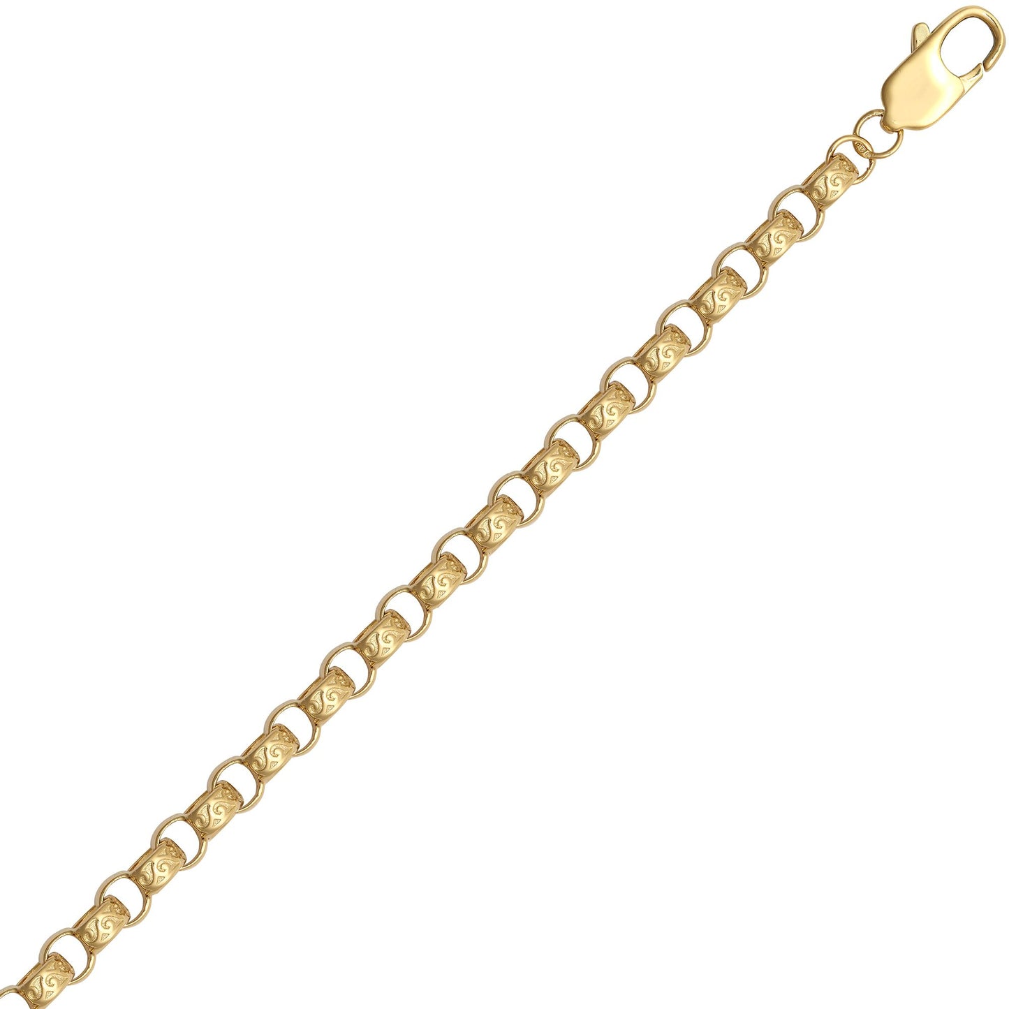 9ct Gold  D-Shape Micro Belcher 5mm Pendant Chain Bracelet 8.5" - JCN001Z