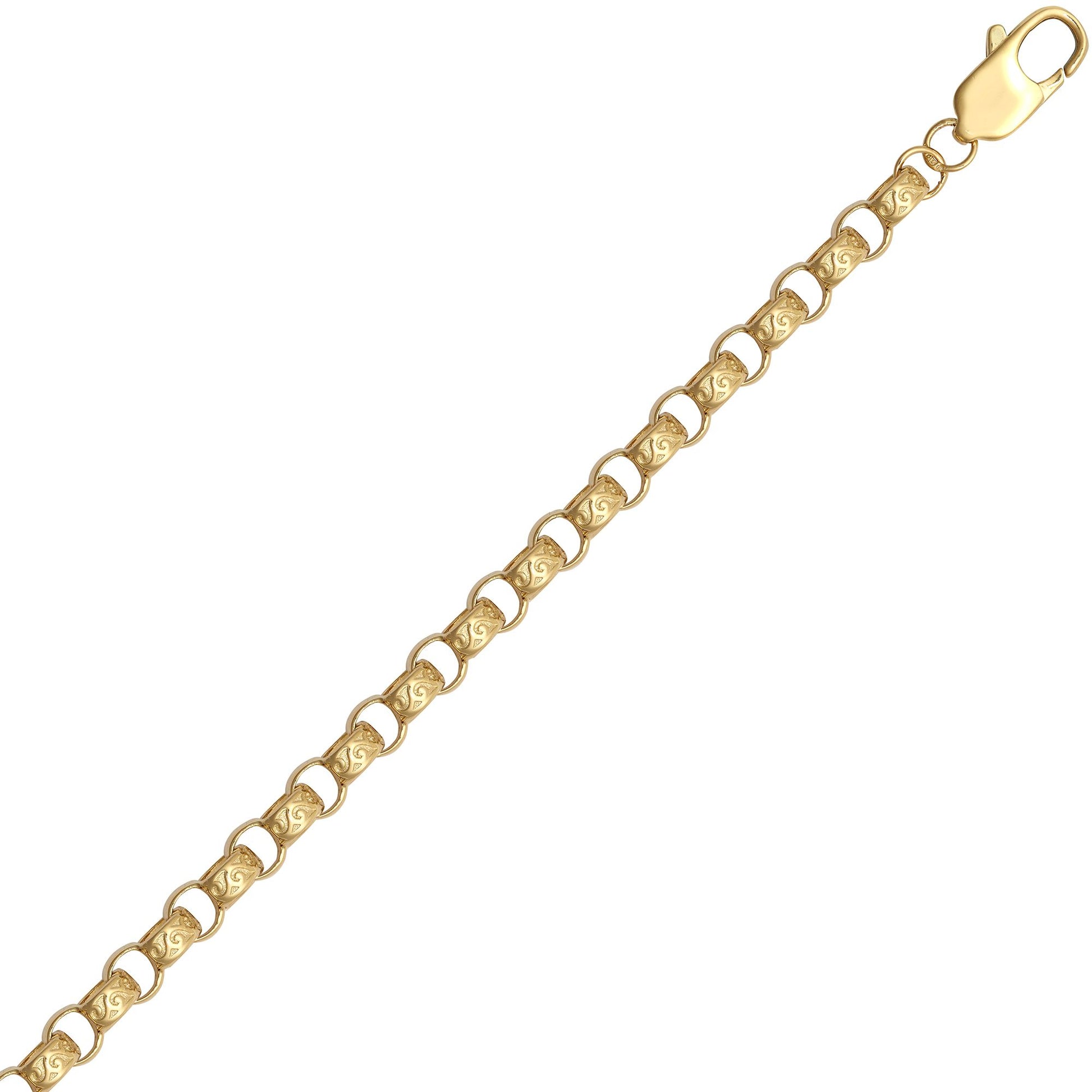 9ct Gold  D-Shape Micro Belcher 5mm Pendant Chain Bracelet 8.5" - JCN001Z