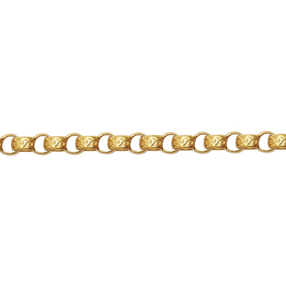 9ct Gold  D-Shape Micro Belcher 5mm Pendant Chain Bracelet 7.5" - JCN001Z