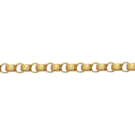 9ct Gold  D-Shape Micro Belcher 5mm Pendant Chain Bracelet 8.5" - JCN001Z