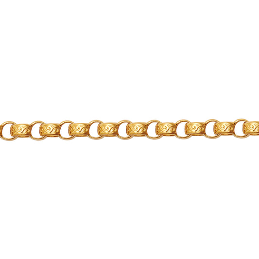 9ct Gold  D-Shape Micro Belcher 5mm Pendant Chain Bracelet 8.5" - JCN001Z