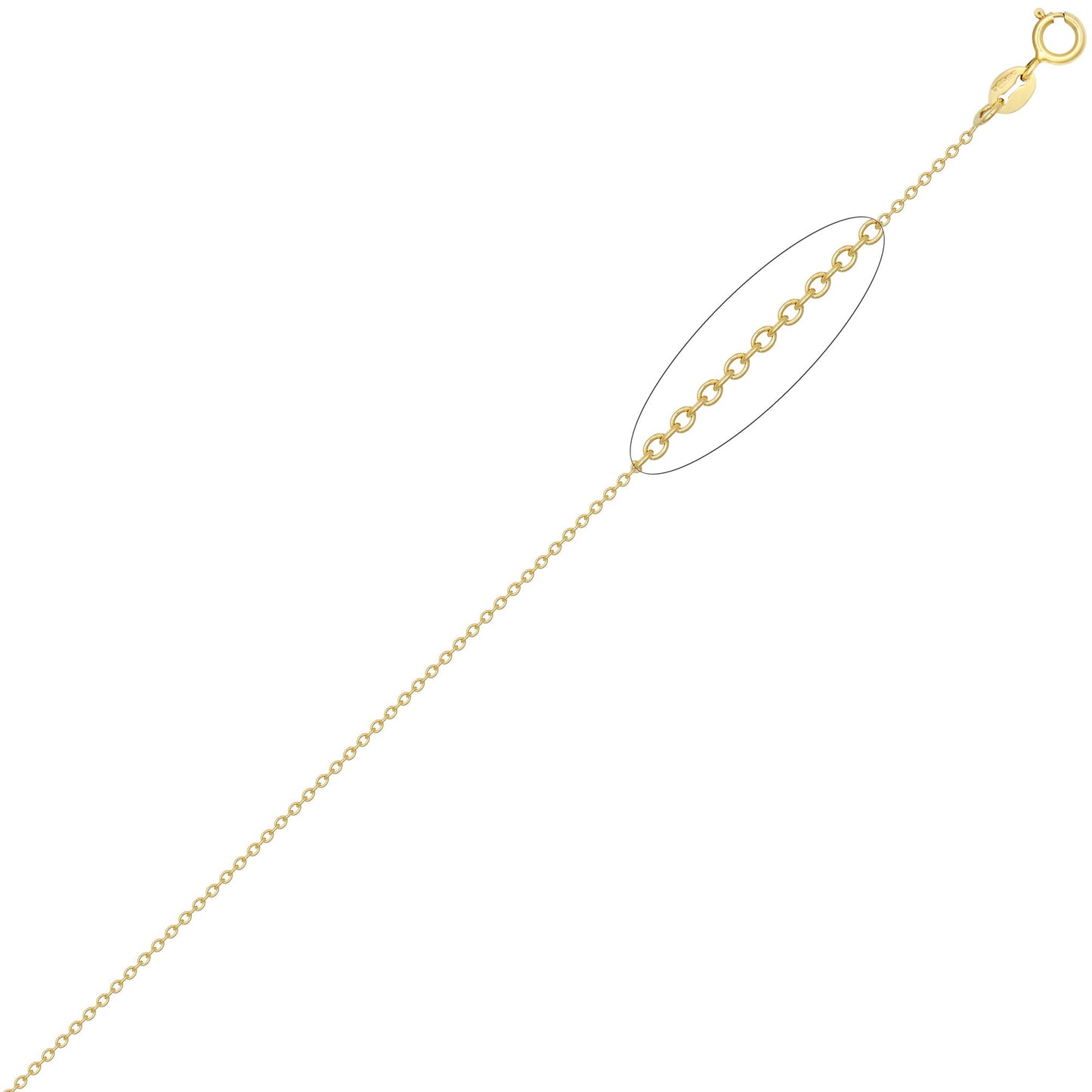 9ct Gold  Oval Link Rolo Trace 1.1mm Pendant Chain Necklace - JCN002I