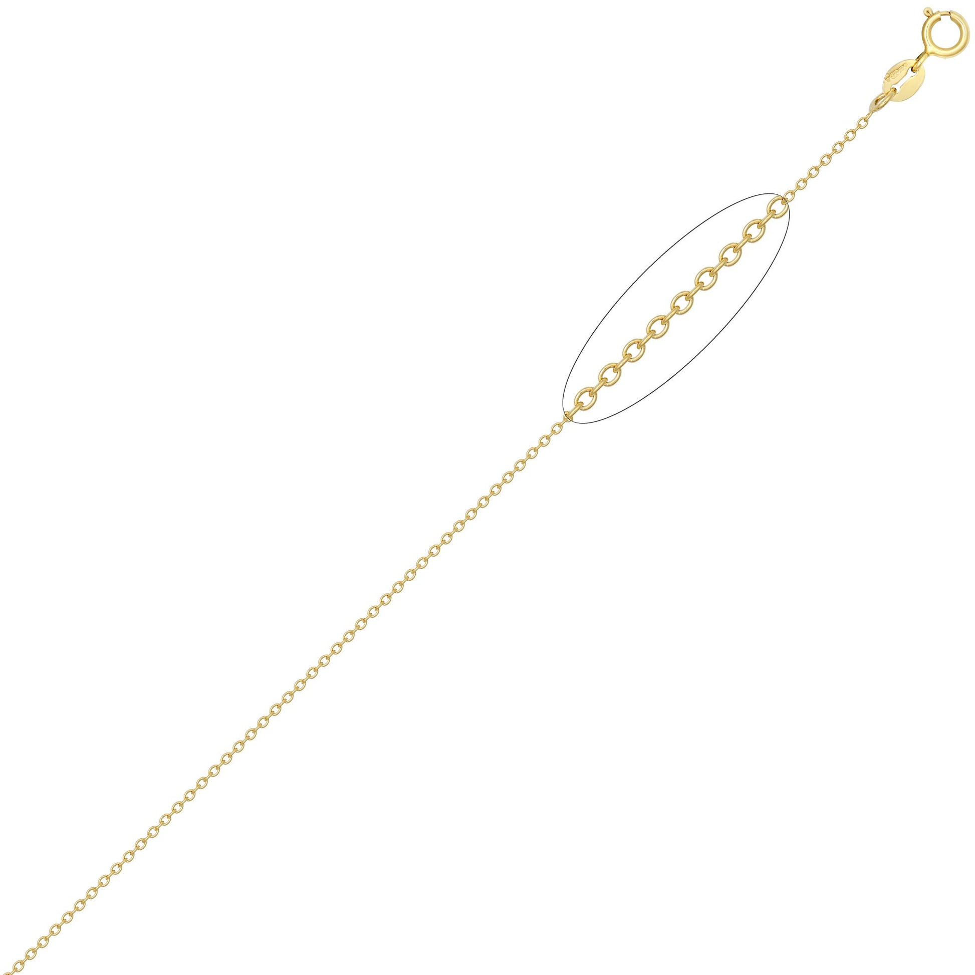 9ct Gold  Oval Link Rolo Trace 1.1mm Pendant Chain Necklace - JCN002I