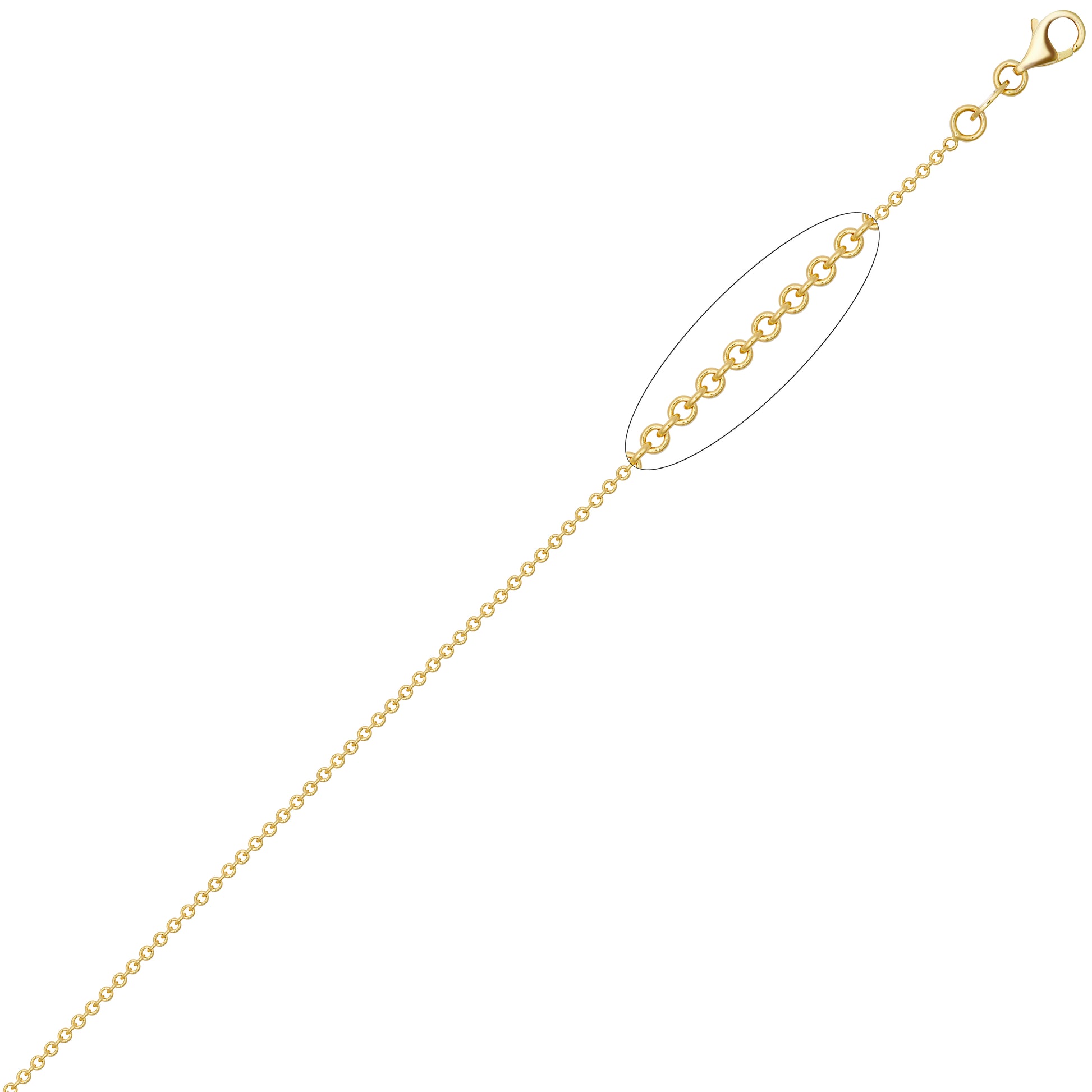 9ct Gold  Oval Link Rolo Trace 1.5mm Pendant Chain Necklace - JCN002J