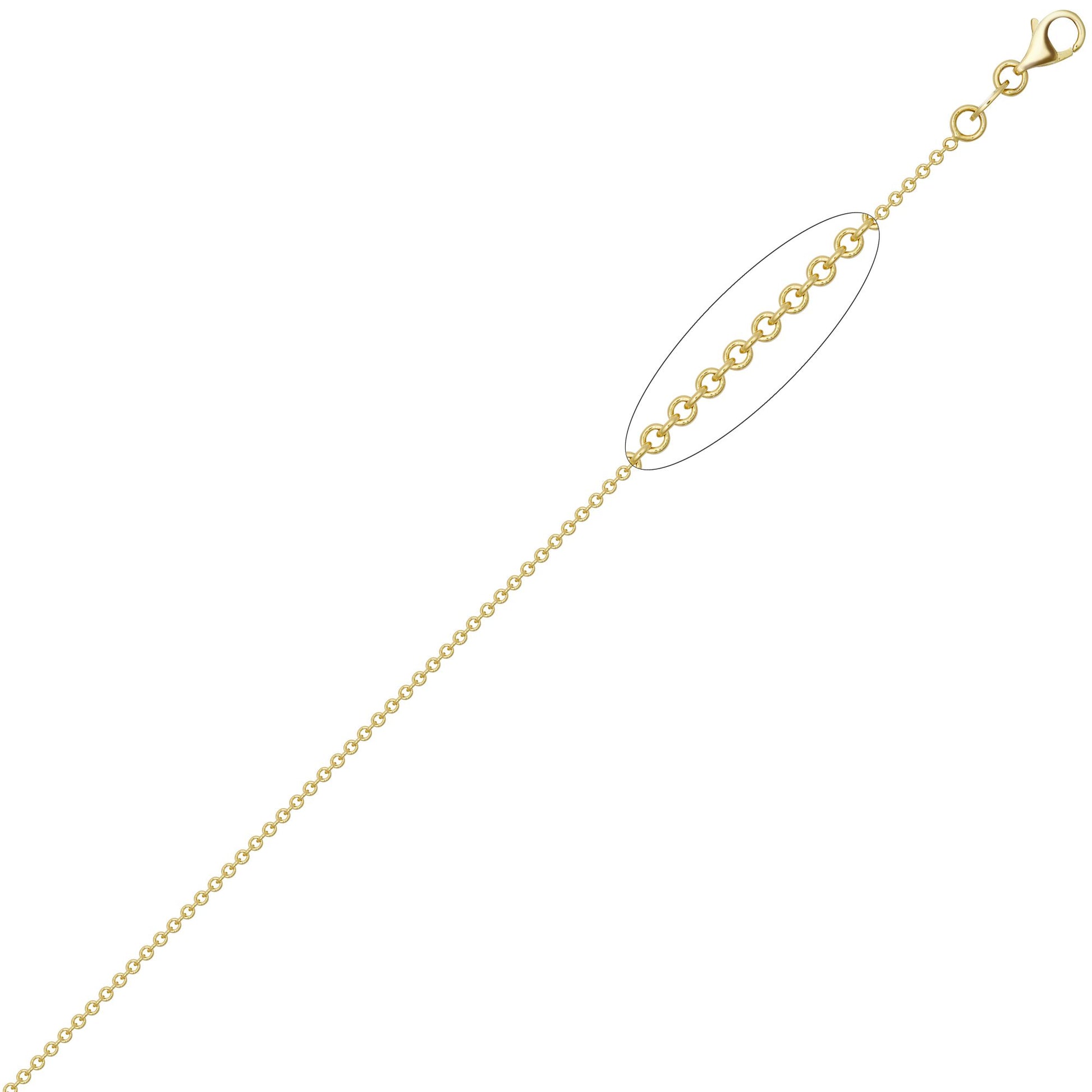 9ct Gold  Oval Link Rolo Trace 1.3mm Pendant Chain Necklace - JCN002J
