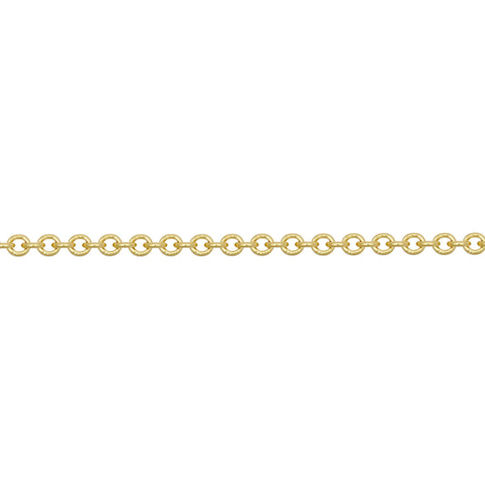 9ct Gold  Oval Link Rolo Trace 1.3mm Pendant Chain Necklace - JCN002J